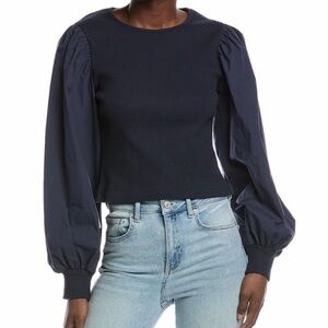 NWOT Elegant Navy Puff Sleeve Top